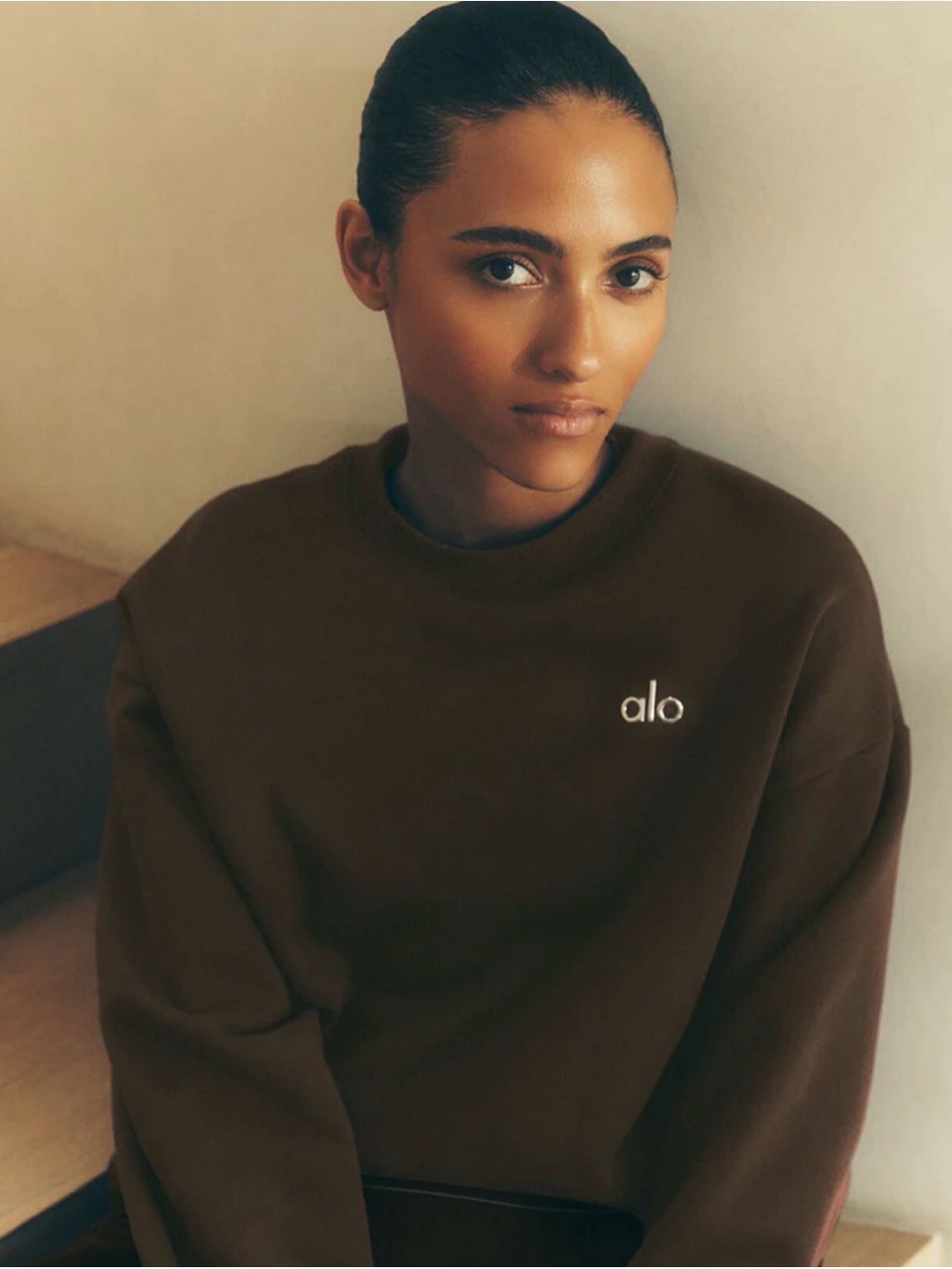 Alo Crewneck Sweatshirt in Deep Brown